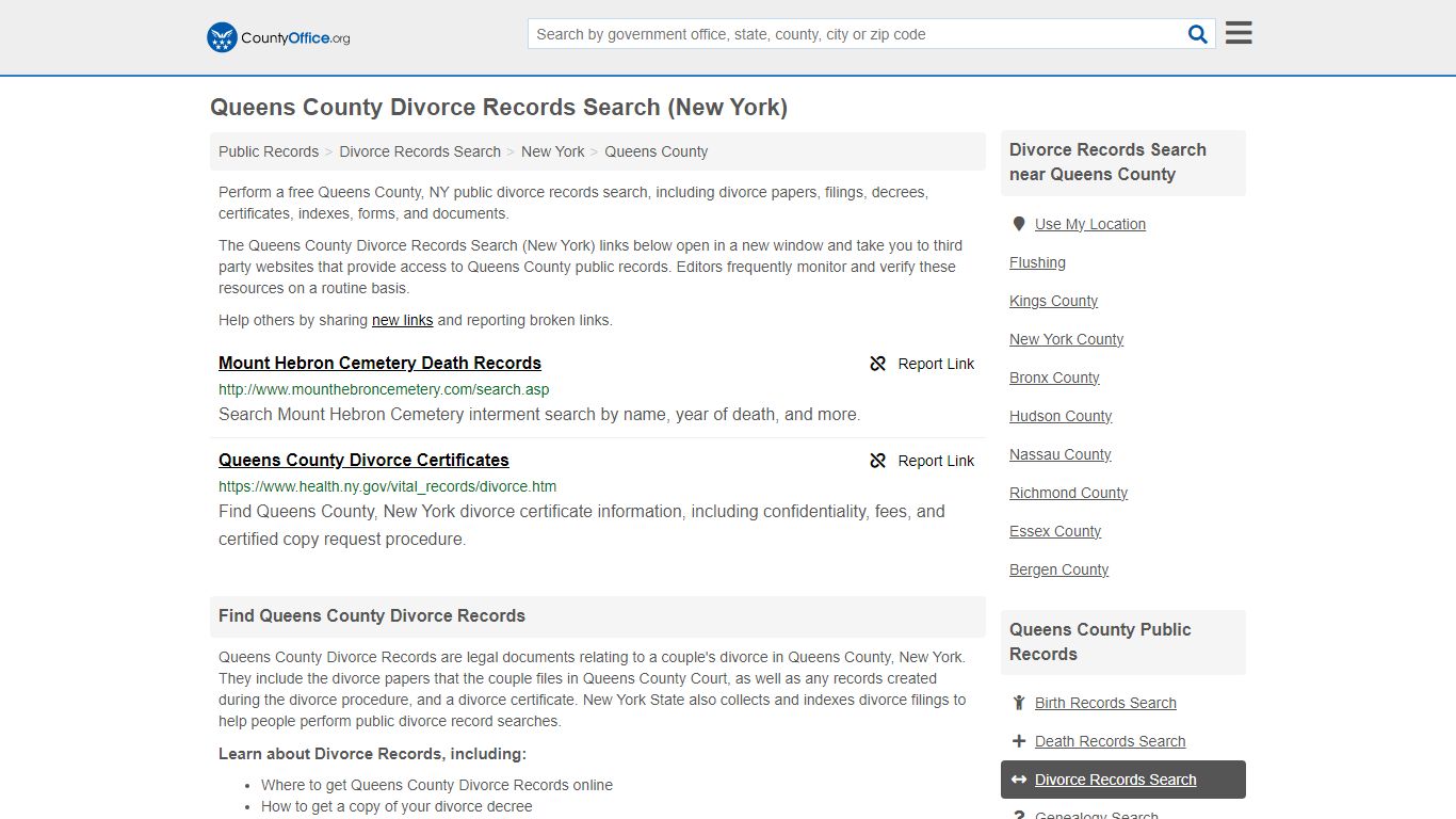 Queens County Divorce Records Search (New York) - County Office